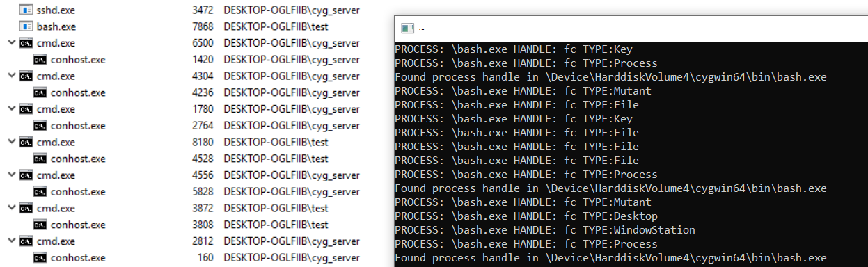CMD running as cyg_server after exploit